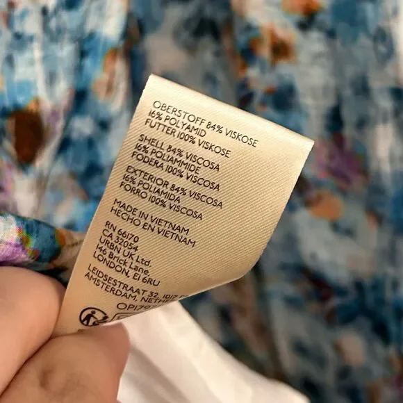 By Anthropologie Blue Floral Short-Sleeve Smocked Babydoll Midi Dress Size 3X - Picture 7 of 10